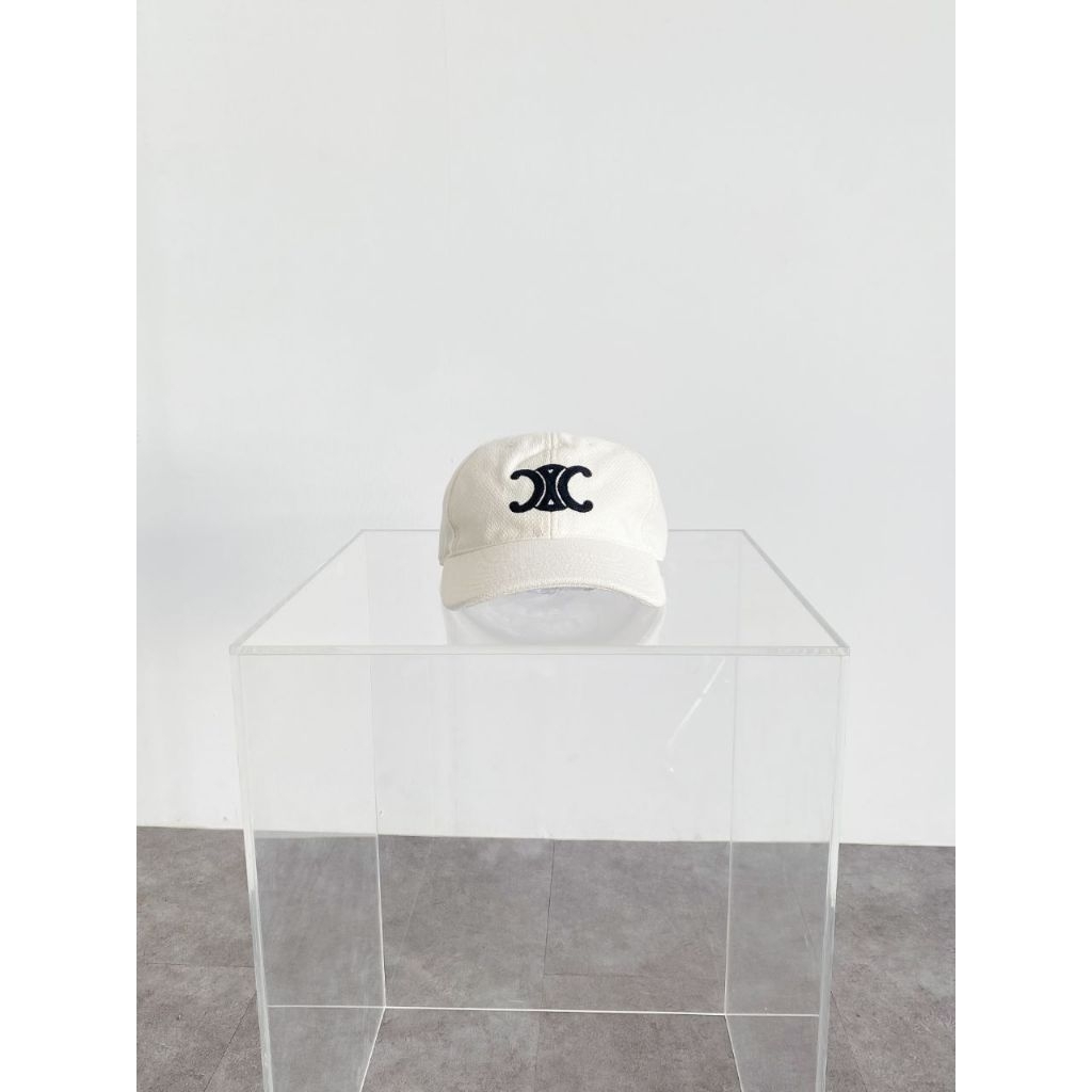 Celine Triomphe Baseball Cap Wool Off White