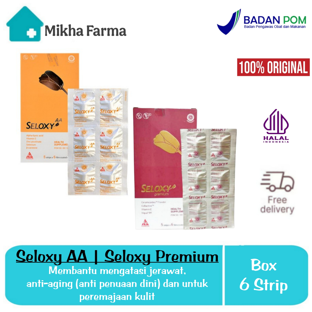 Seloxy AA | Premium / Perbox 30 Kaplet - Suplemen atau Antioksidan Untuk Kesehatan Kulit