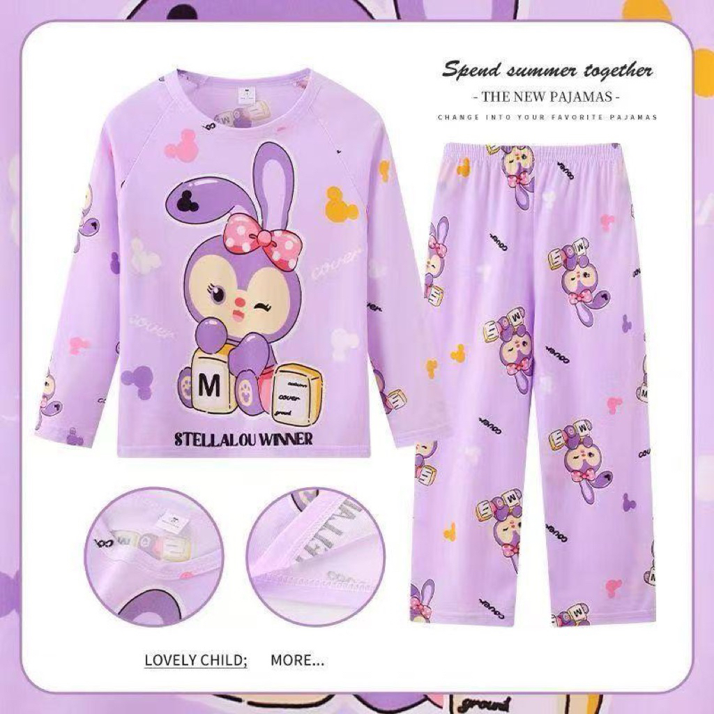 Baju Anak Import Karakter Stella Ungu / Setelan Anak / Baju Anak Import / Kaos Anak / Baju Tidur Ana