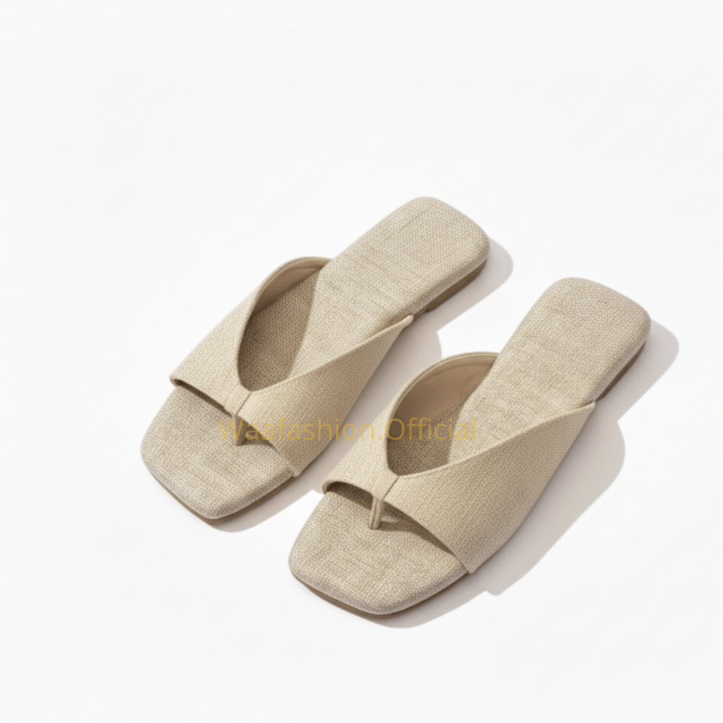 Sandal Jepit Slop Wanita NAOMI Kekinian Bahan Kain Premium Anti Slip Alas Busa Empuk Ukuran 37-41