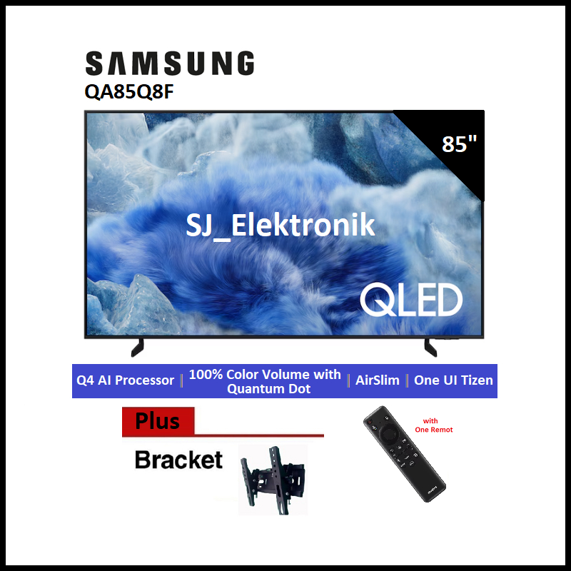 Braket + Samsung 85Q8F / QA85Q8F QLED 4K Samsung Vision AI Smart TV | QLED TV 85 Inch Q8F AirSlim De