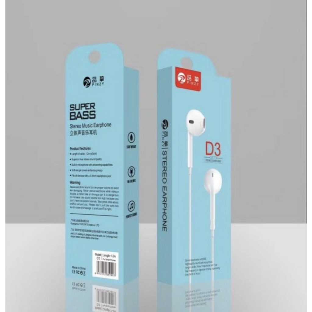 HANDSFREE PINZY D3 SUPER BASS NOB KARET