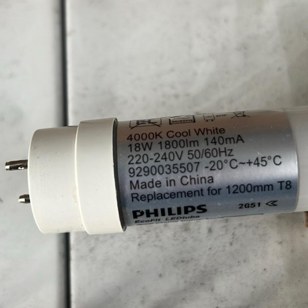 Lampu Philips TL LED EcoFit Industri 18Watt 740 T8 Philips Semu Putih 1900 Lumen