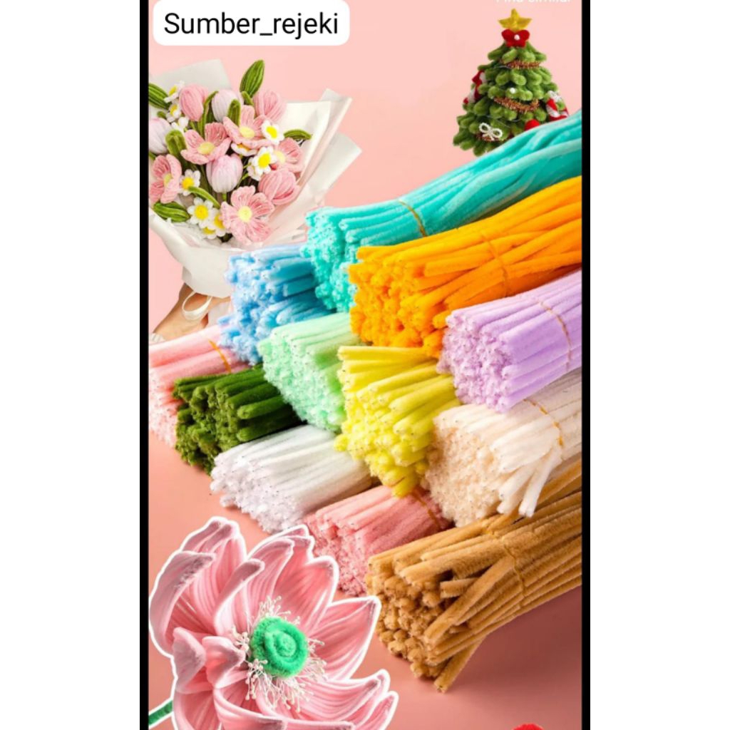 25 Pcs Pipe Cleaner Kawat Bulu/Bahan Craft/Anak Dan Dewasa