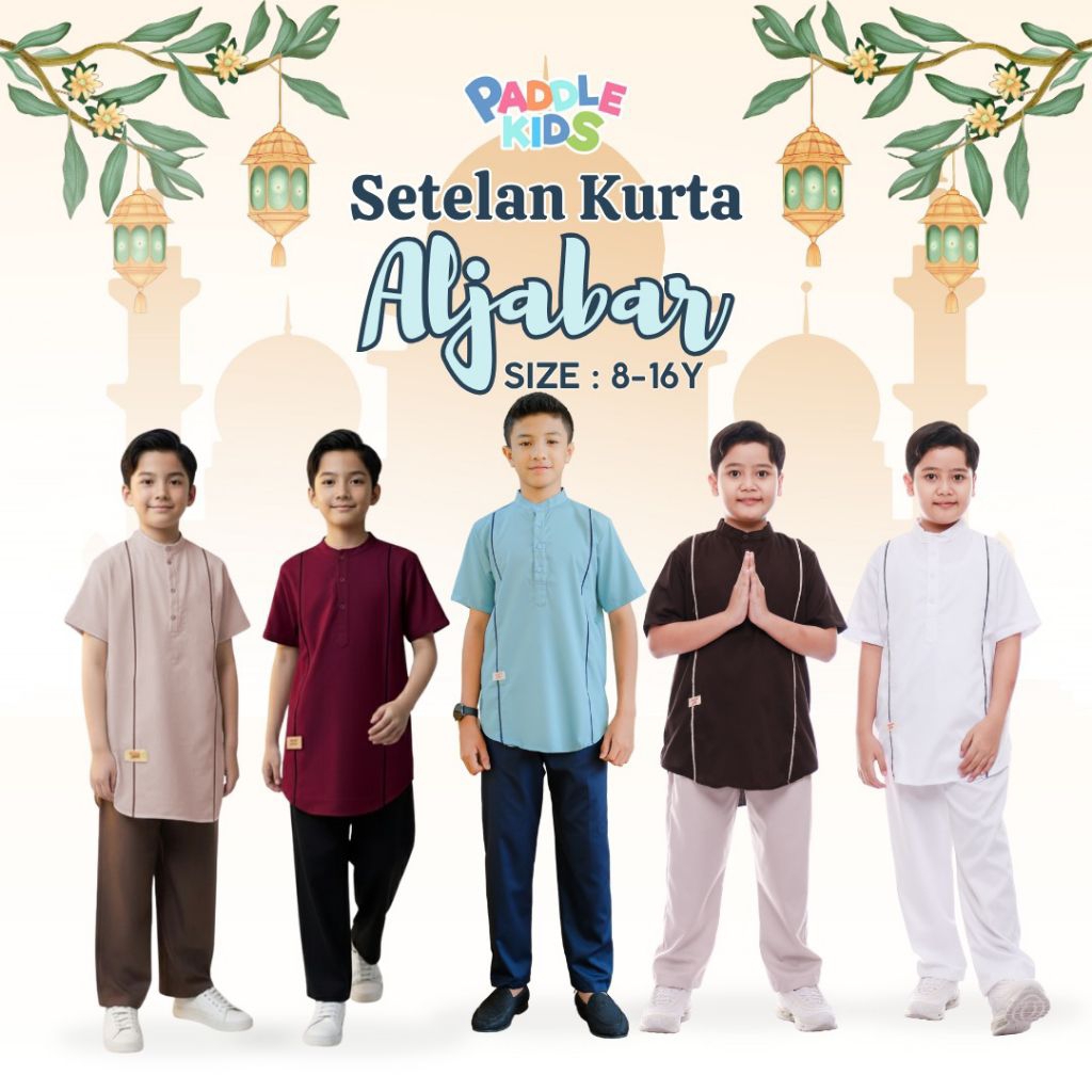 PaddleKids Setelan Baju Muslim Anak Laki Laki Set Koko Aljabar