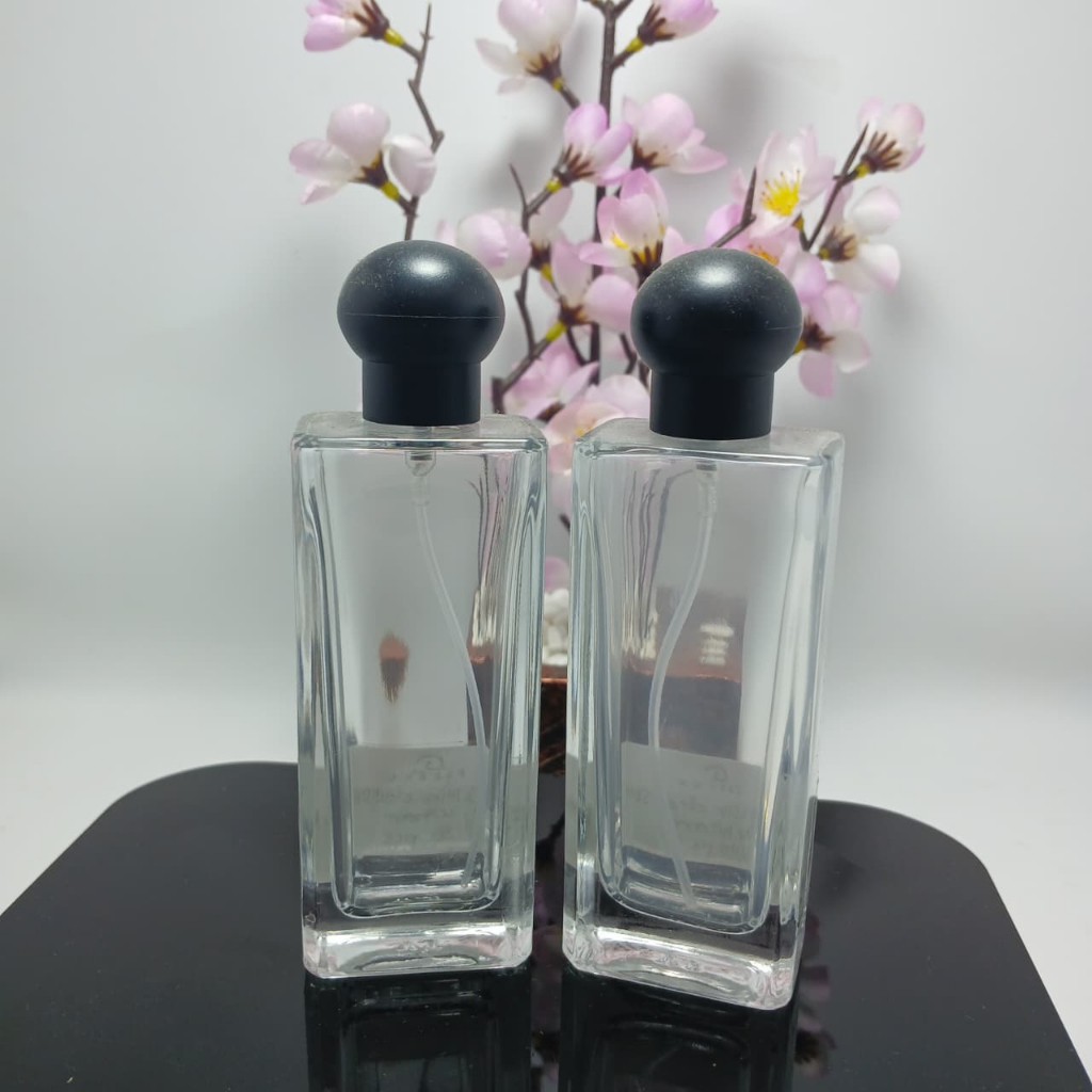 [1 LUSIN] BOTOL PARFUM KOSONG JO MLN PERSEGIPANJANG DRAT 50 ML TUTUP HITAM UNTUK MINYAK WANGI
