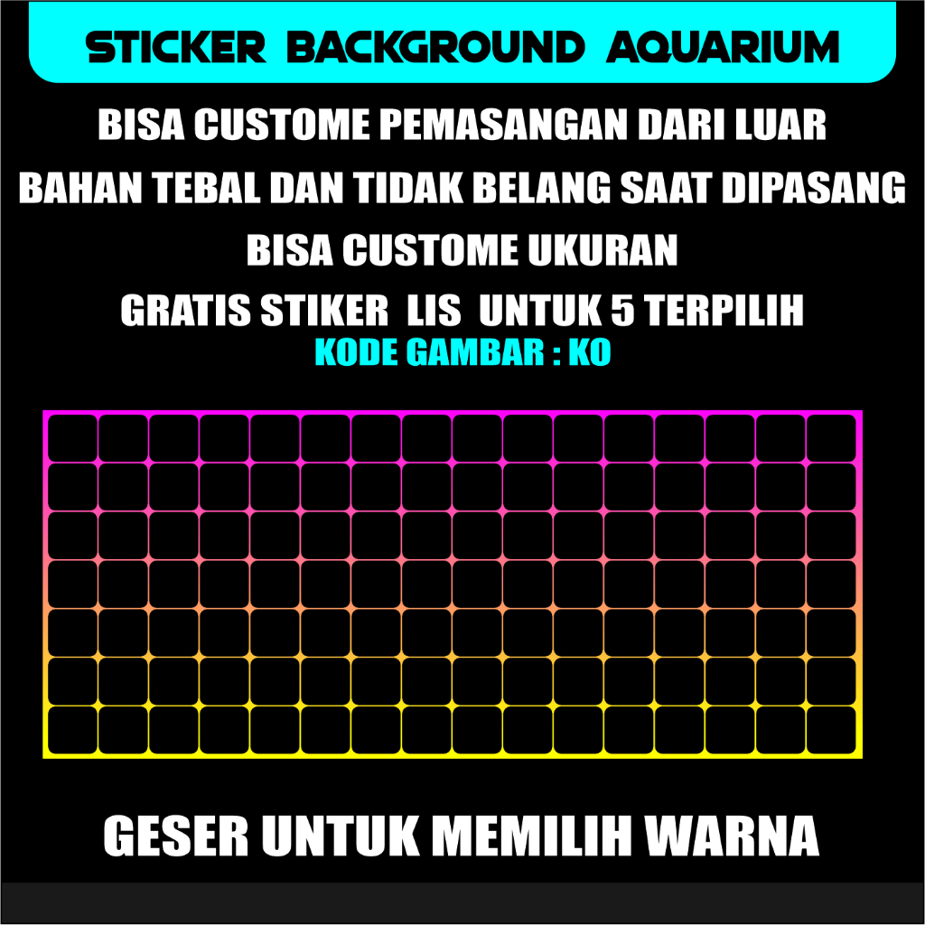 Stiker Atau Lepet Untuk Dasar Background Aquarium Motif kotak kotak warna hitam kode ko