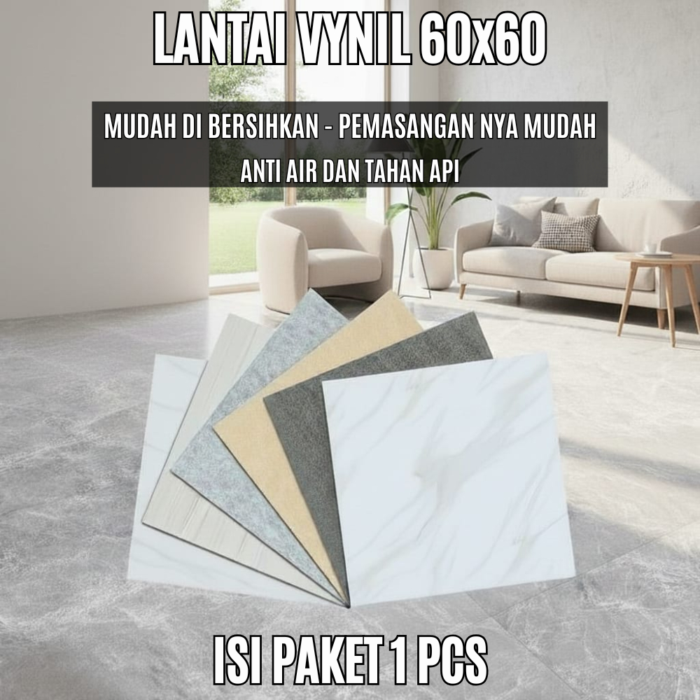 Wallpaper Sticker Lantai Keramik Granit / Lantai Vinyl Marble 60x60 Kualitas Premium