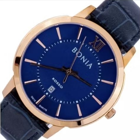 Bonia BNR176-1583 Biru Ring Rosegold Jam Tangan Pria