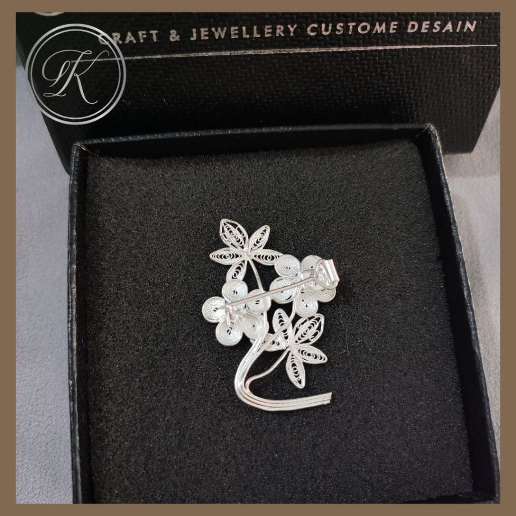 Bros Jilbab Elegan Premium Perak Asli 925 Model Bunga