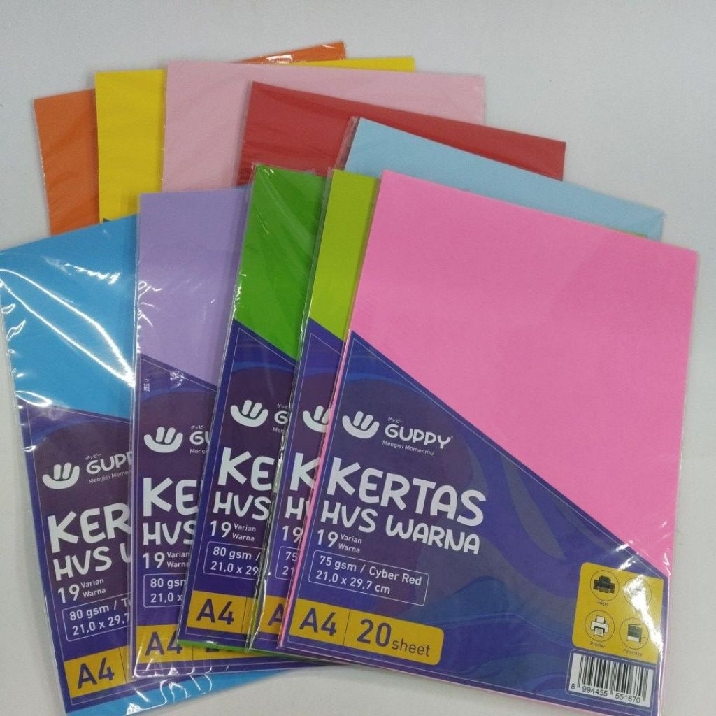 Guppy Kertas Hvs warna||Kertas A4 75gsm Hvs warna