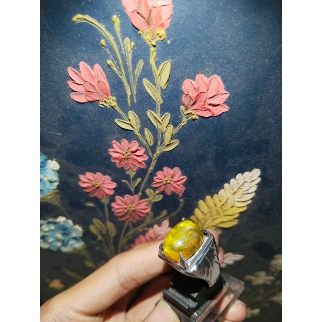 cincin batu yellow topaz dim 20*15 ring monel