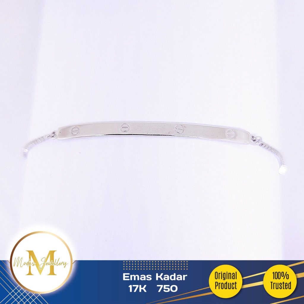 MODIS JEWELLERY - Gelang Serut Plat Mur Putih - Emas 17k 750