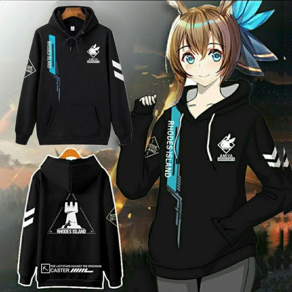 Jaket Hoodie Jumper Hitam Arknights Amiya Rhodes Island