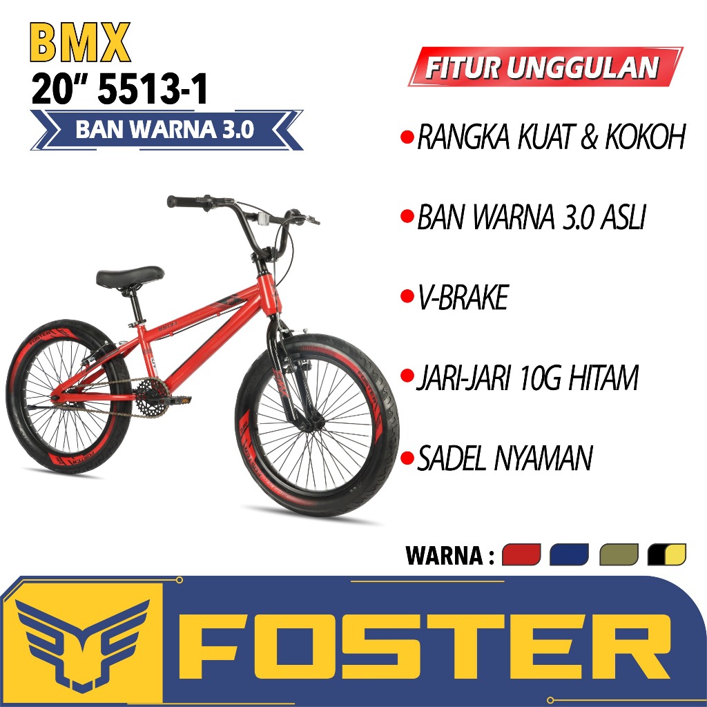 Sepeda BMX Anak foster 5513 1 sepeda 20 inch bmx ban besar