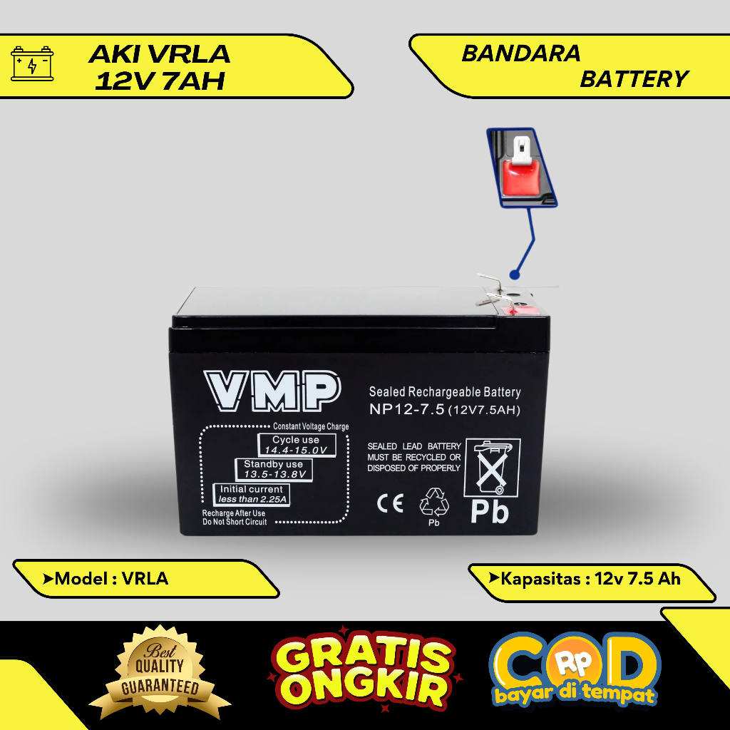 Aki UPS VMP 12v 7ah Aki Kering