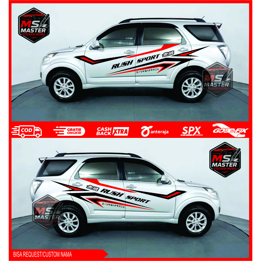 Stiker Striping Samping Mobil RUSH Stiker Cutting RUSH Stiker Mobil Daihatsu RUSH Terbaru