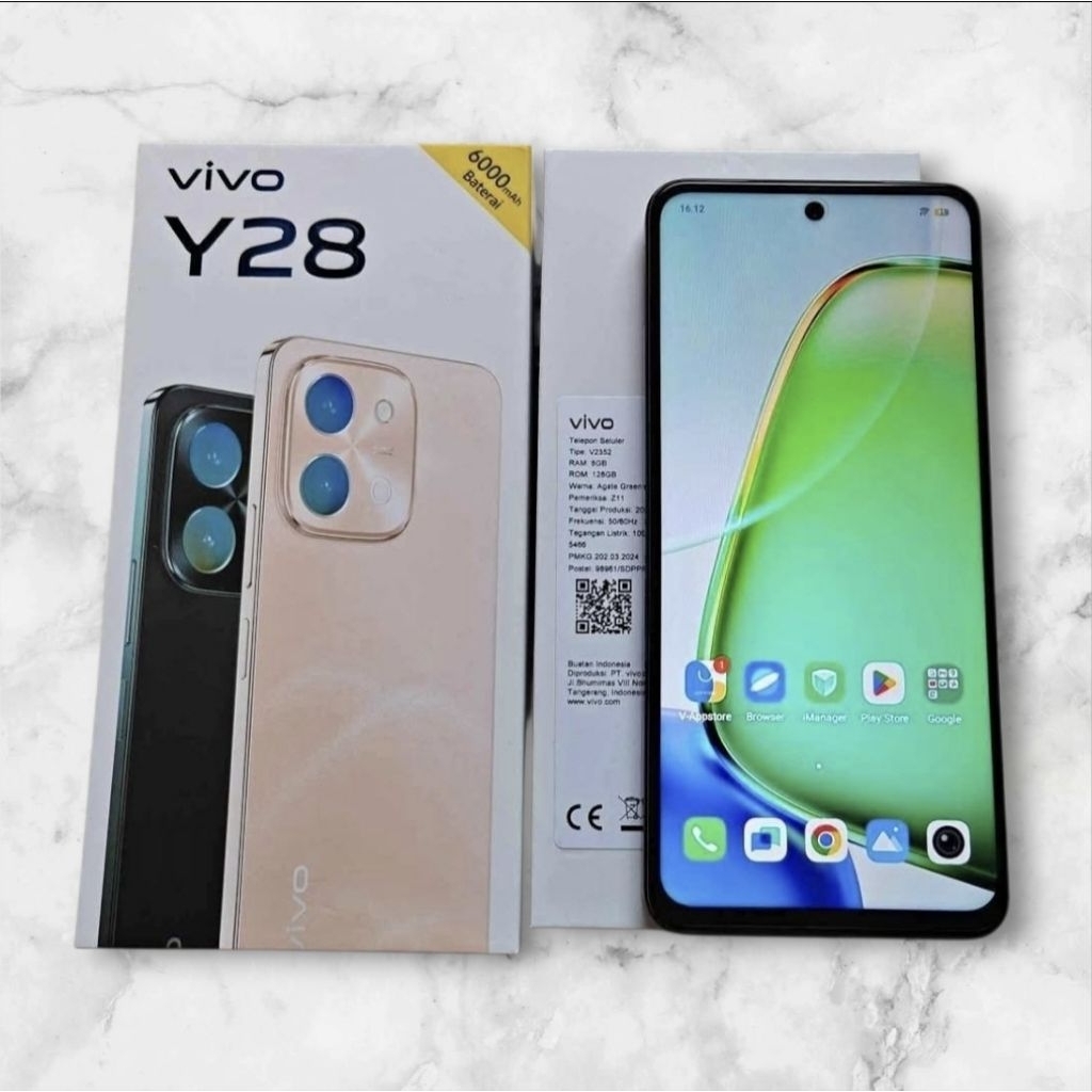 vivo y28 versi ram 8 128gb dan ram 6 128gb hp second original lengkap