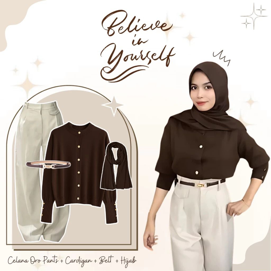 One Set Wanita / Cardigan Knit + Oro Pants Haighwaist / Setelan Wanita / Setelan Wanita Kekinian / O