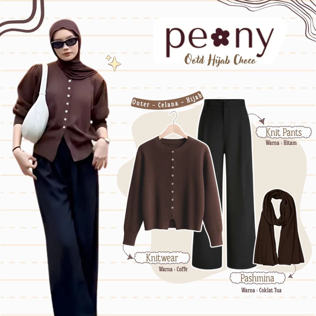 One Set Wanita / Cardigan Innara +  Celana Kulot Haighwaist / Setelan Wanita / Setelan Wanita Kekini