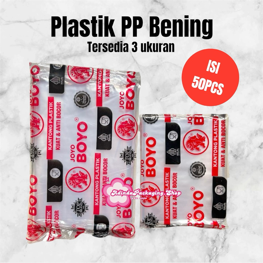 Kantong Plastik PP Bening isi 50 pcs | Plastik PP Bening | Plastik Bening Sambal | Tersedia 3 ukuran