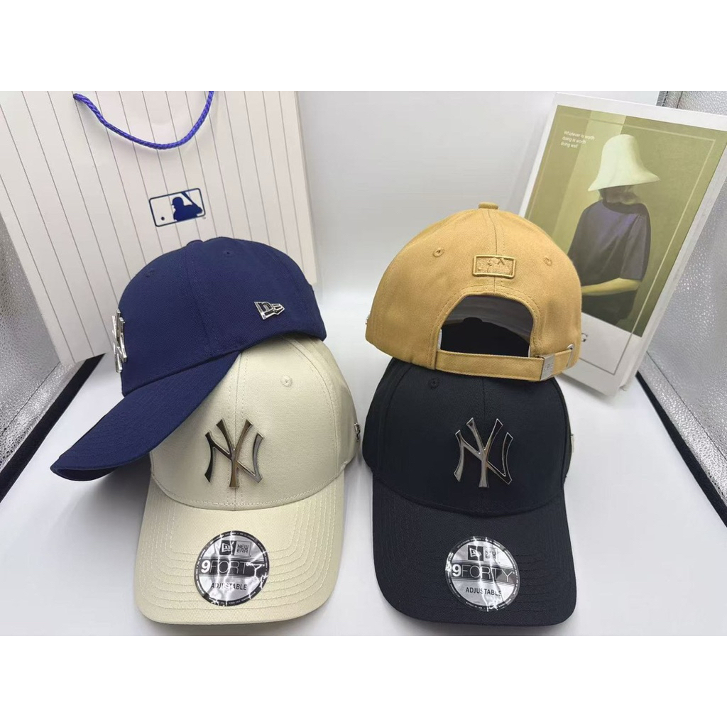 Topi baseball unisex Premium NY crom plat besi Chrome