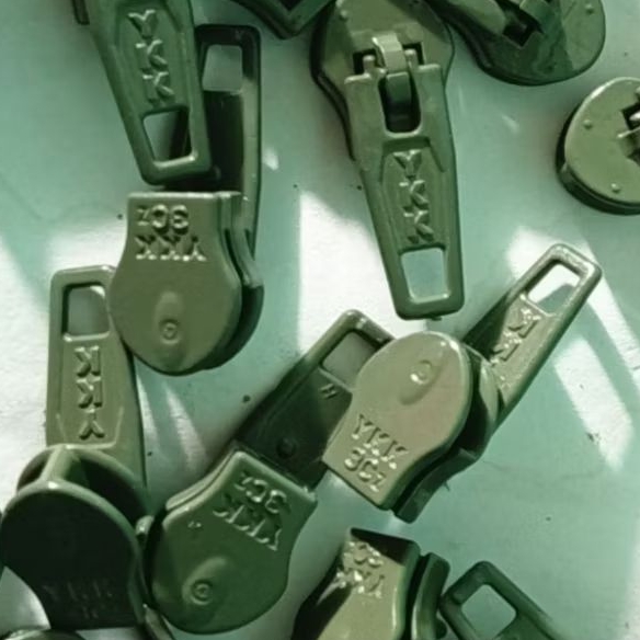 25 pcs Kepala Resleting Besi Cat YKK Coil gigi 3 nilon Hijau Army 566 Slider Puller Zipper 3C DP Ena
