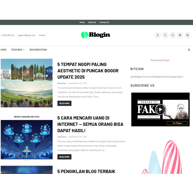 Tema Blogger Blogspot Profesional BLOGIN | Desain Elegan | Support Adsense