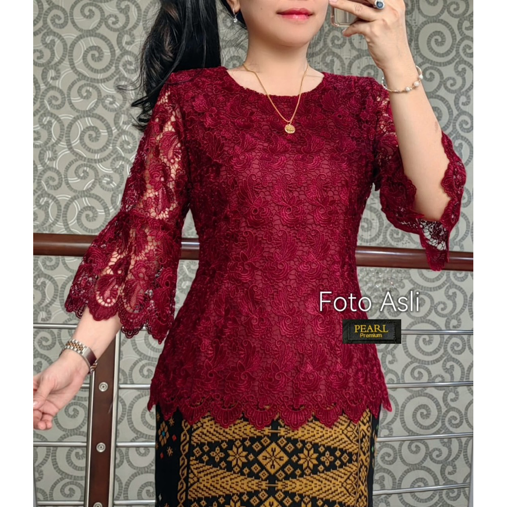 Atasan kebaya brokat hoki by pearl premium Blus brokat terbaru