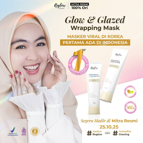 Reglow Wrapping Mask Glow & Glazed Mencerahkan Wajah dan glowing Seketika