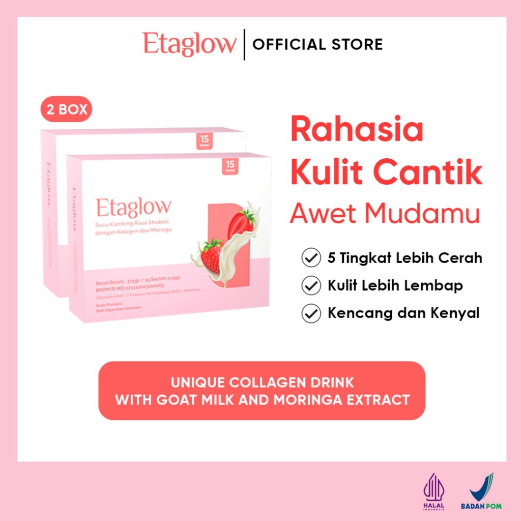Etaglow Susu Kambing Etawa Kolagen Moringa – Sehat Pemutih Kulit, Anti Aging, Jerawat, BPOM