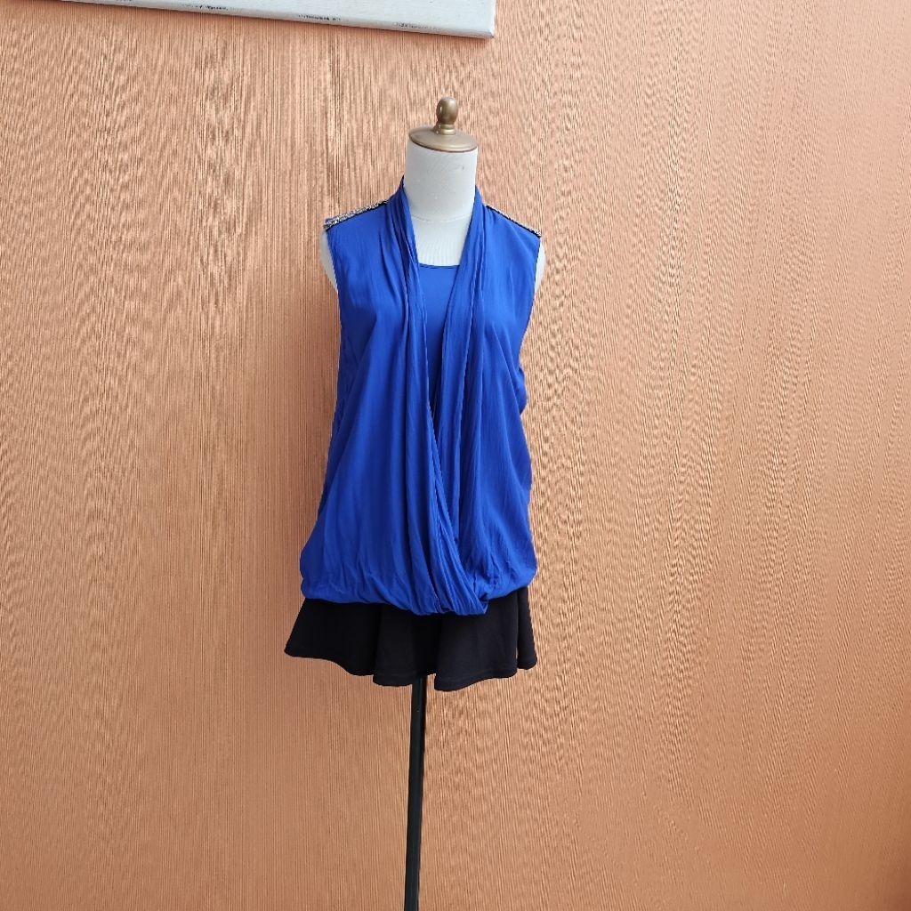 atasan wanita birel biru elektrik CAVHE CACHE cewek M kutung L blouse cute