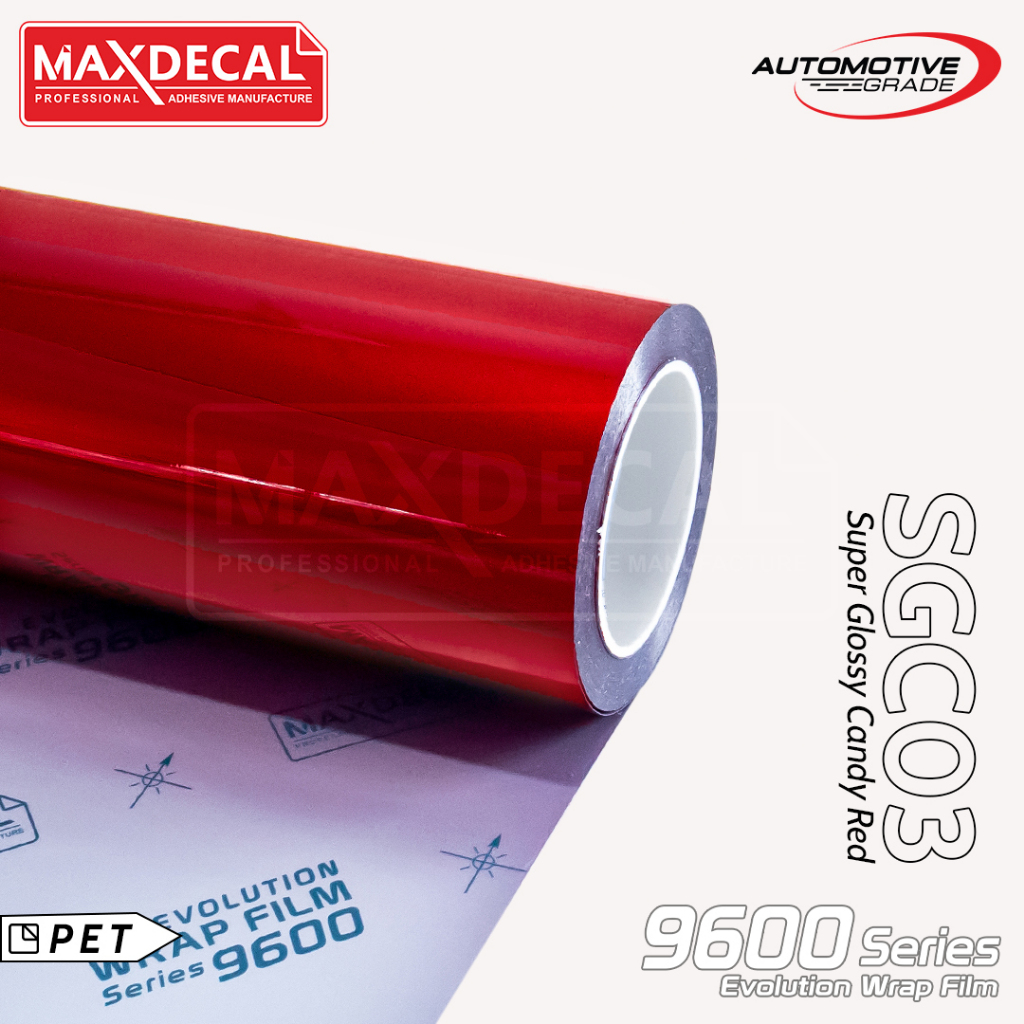 Eceran Maxdecal 9600 SGC03 RED Super Gloss Candy Metallic Evolution Car Wrap Film PET Liner Sticker 