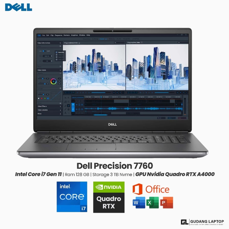 Laptop Workstation Dell Precision 7760 Intel Core i7 Gen 11 Ram 128 GB SSD 3 TB GPU Nvidia Quadro RT