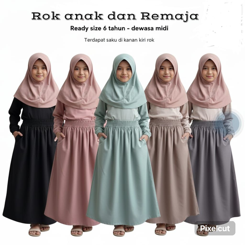 Rok anak dan Remaja rok anak perempuan bahan katun Toyobo usia 6-14 tahun