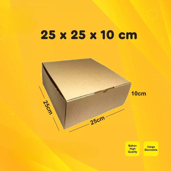Box Die Cut Ukuran 25x25x10 cm  Dus Kotak E Flute Kue Tart & Bolu Kardus Single Wall Packaging Hampe