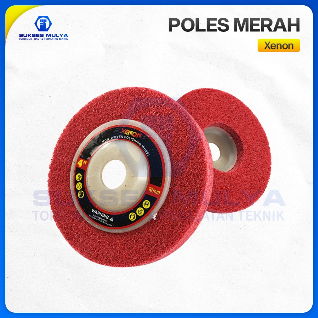 NON WOVEN Polishing Wheel XENON 4 in Merah - Wheel Polish 4in - Mata Gerinda Poles Grinda NonWoven