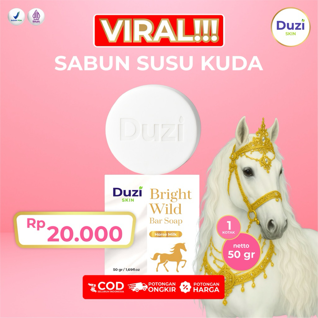 Duzi Skin - Bright Wild Sabun Batang Susu Kuda Kulit Cerah, Lembut & Ternutrisi 50gr