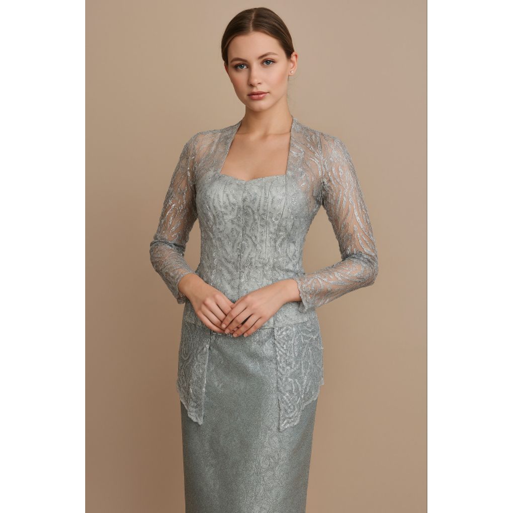 Kebaya Modern Wisuda Kutubaru Warna Silver 243