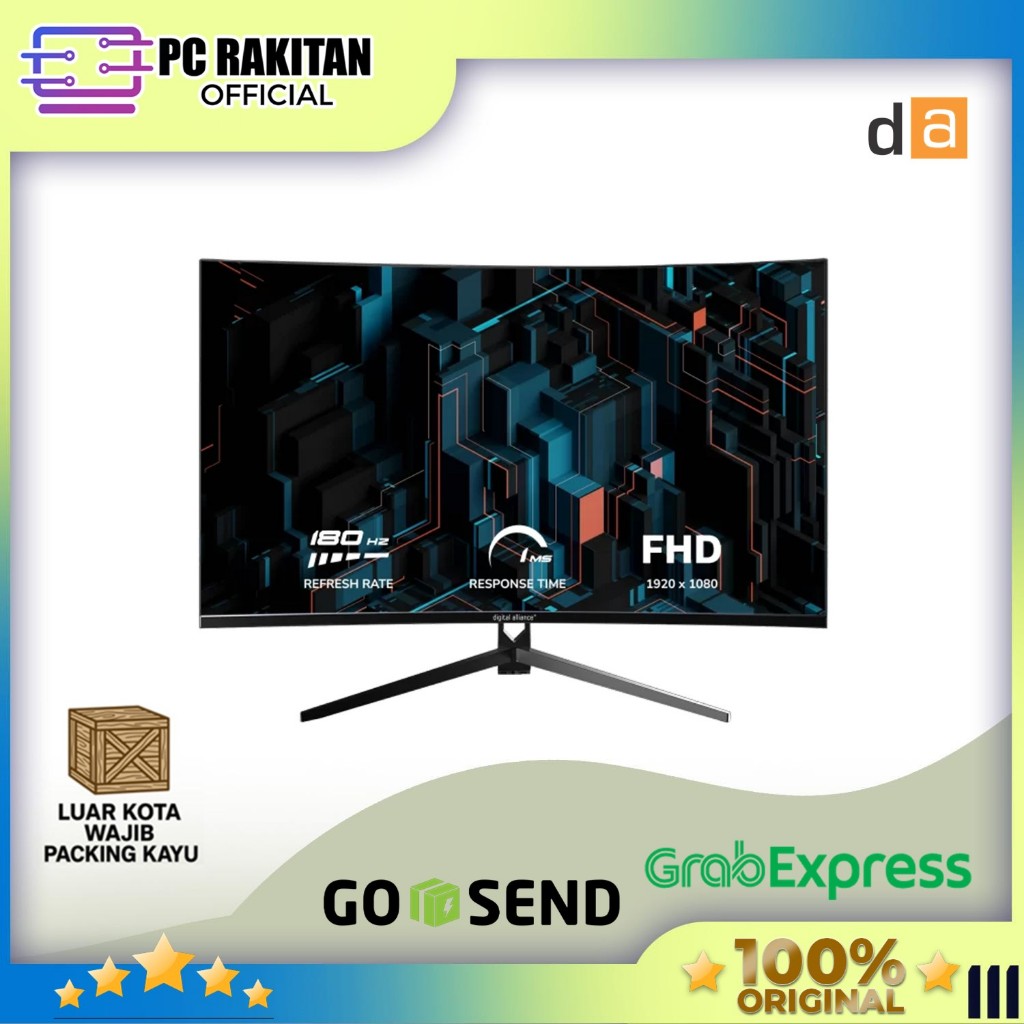 DIGITAL ALLIANCE GAMING MONITOR 27 INCH CURVE FHD 1080P 1MS 180HZ DA27-GAM180CT 2Y