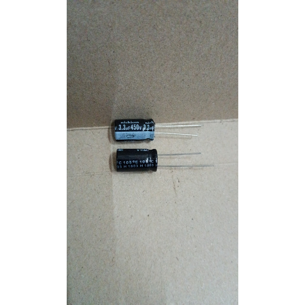 6683 kapasitor elco 3.3uf 3,3uf 3u3 3.3 3,3 uf 450v 450volt 450 volt nichicon