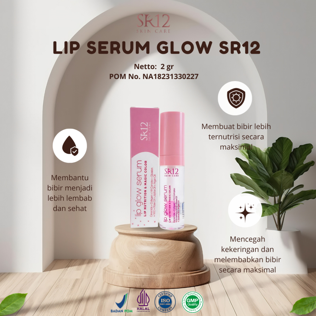 Lip Glow Serum Bibir SR12 Skincare Kosmetik II Lipstik & Pencerah Alami II Serum Herbal Skincare BPO