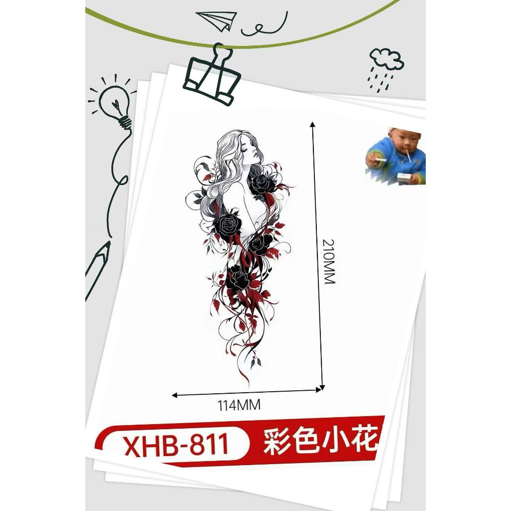 Tattoo Temporary Waterproof – Tato Sticker Palsu Tahan Air Tattoo Tahan Lama Motif Pedang, Serigala