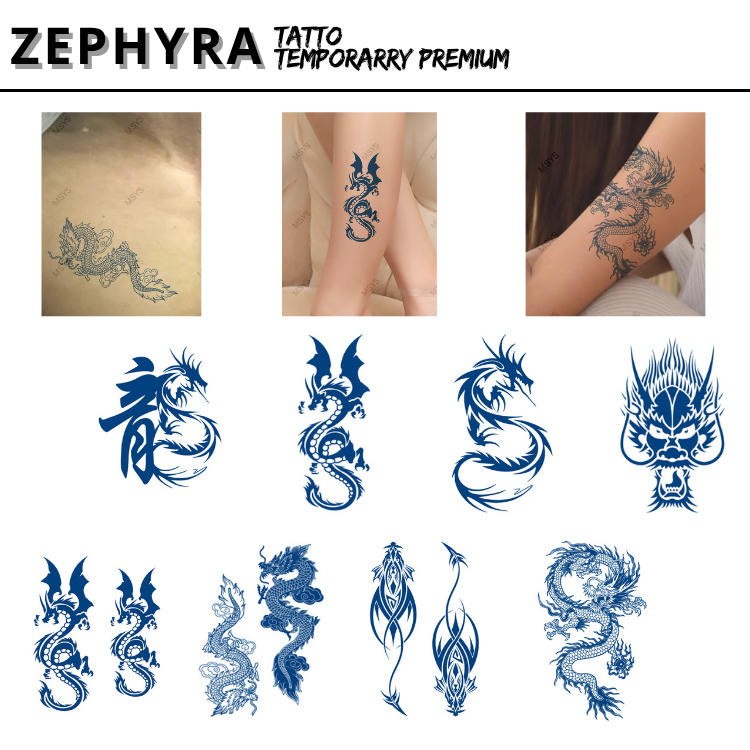 Tato Temporer Naga Dragon Tattoo Tribal Jepang Tahan Air Pria Wanita Motif Keren | Tatto Tangan