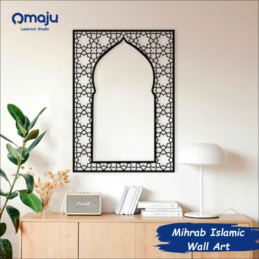 Mihrab Minimalis Modern Akrilik Estetik Panel Dinding Elegan Islami Dekorasi Partisi Ornamen Modern
