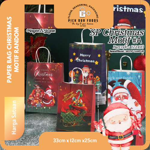 Paper Bag Motif Christmas | Paper Bag Hampers Natal Motif Random