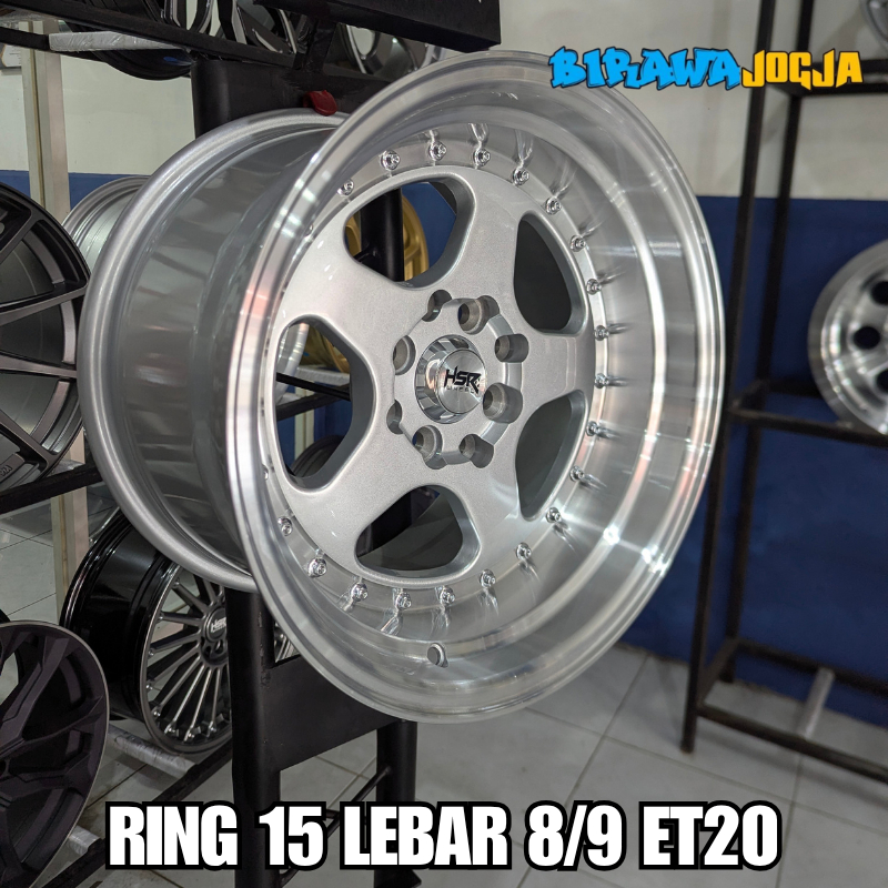 PELEK CELONG RING 15 ORIGINAL HSR LEBAR 8/9 SILVER POLISH PCD 8X100-114 VELG HSR BURN R15
