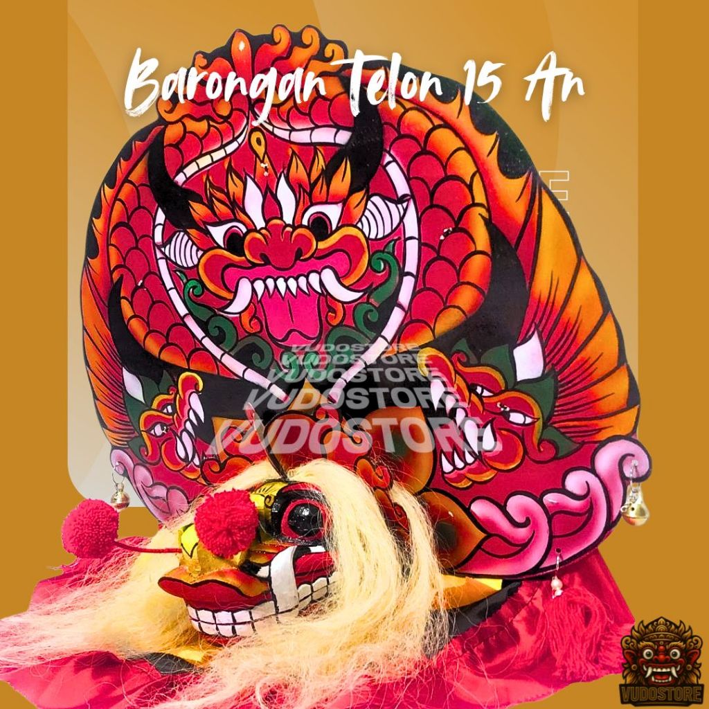 Vudostore Barongan Telon Merah Ukuran 15 Full Kayu Barongan Caplokan Kayu Barongan Pentas