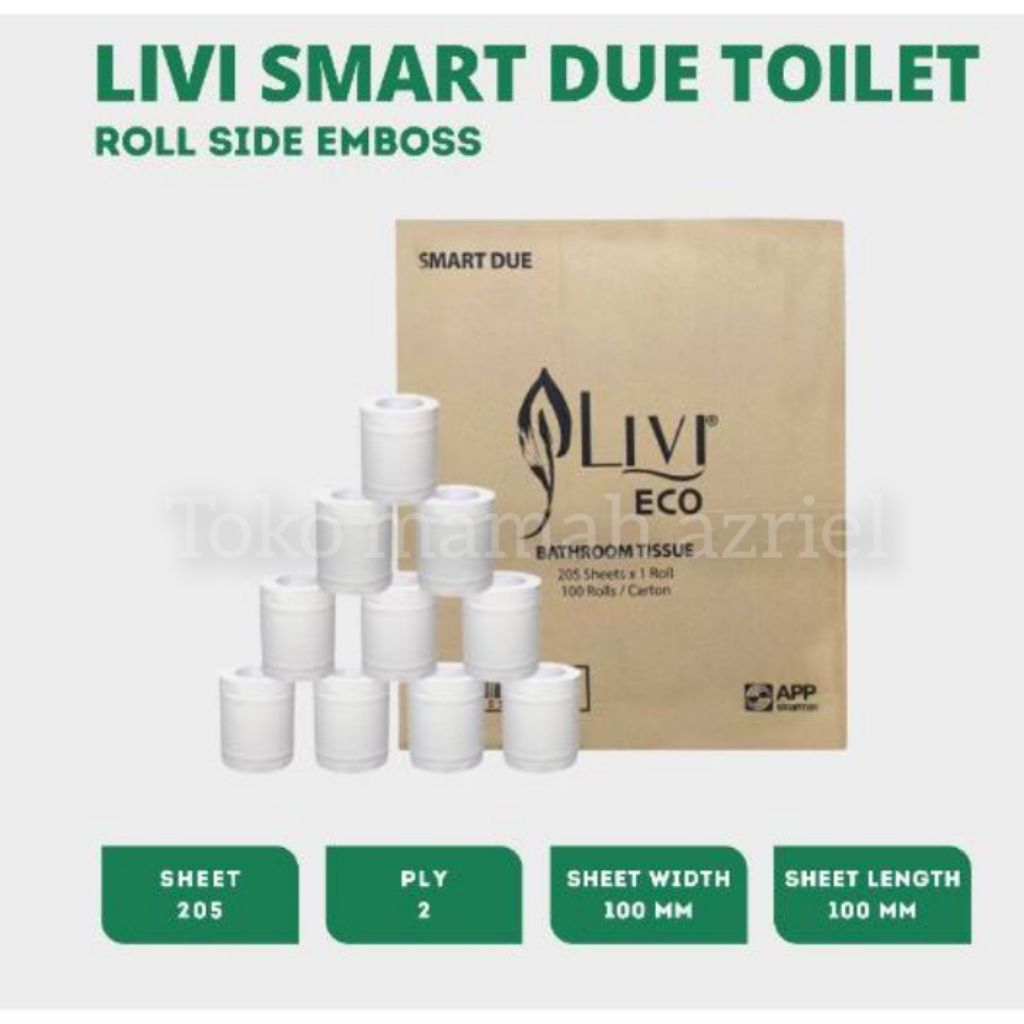 TISSUE TOILET ROLL LIVI EVO SMART DUE (SIDE EMBOSS) 205 (1DUS ISI 100 ROLL)