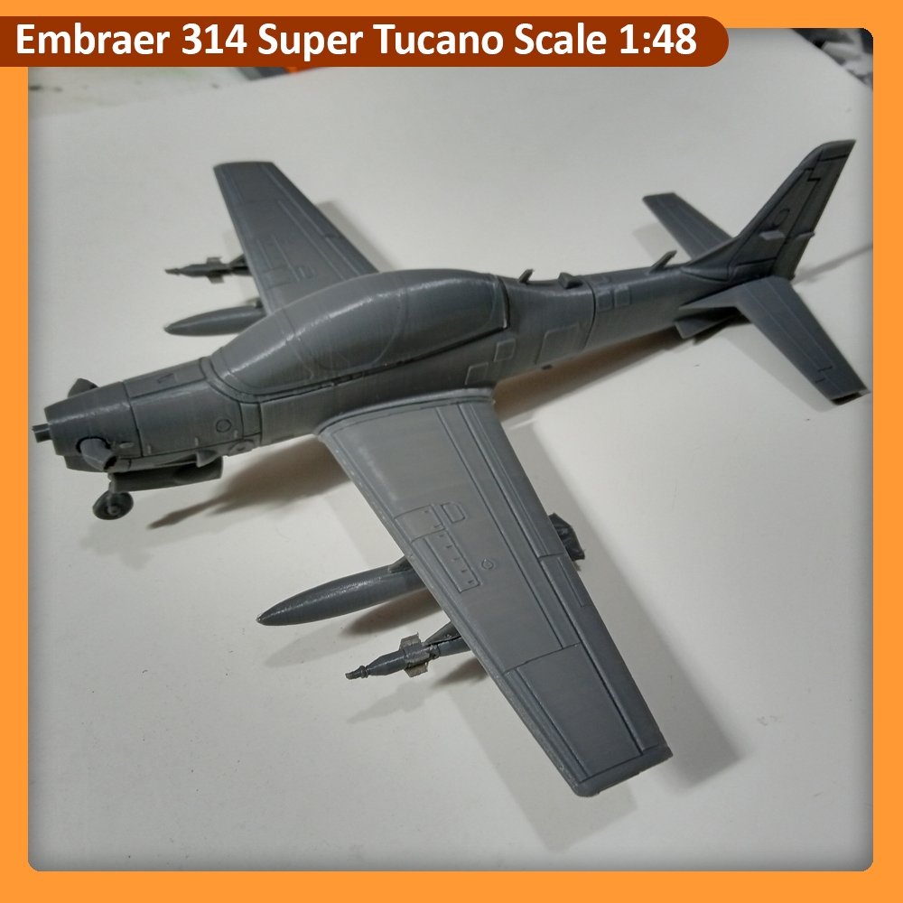 3D Printed Part Miniatur Pesawat EMB-314 Super Tucano, Pajangan pesawat tempur embraer